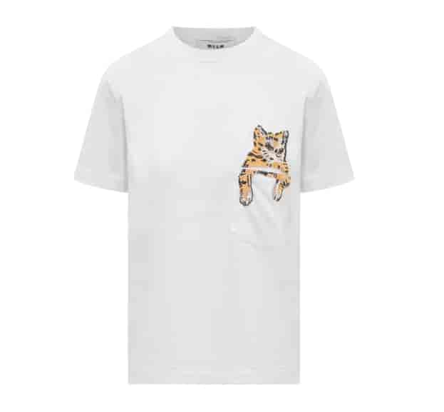 猫装飾クルーネック T シャツ