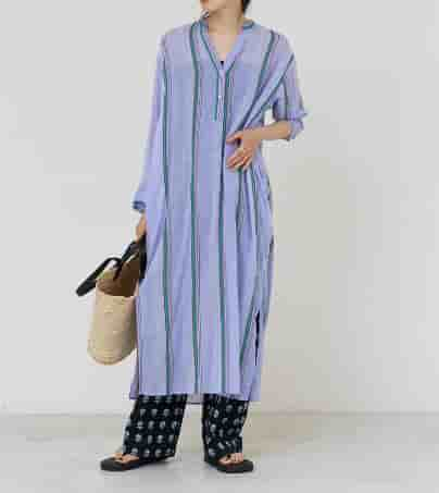 Cotton Voile Stripe Kurta Dress